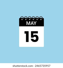 15 May  calendar reminder. 15th  May Date Month calendar icon design template.