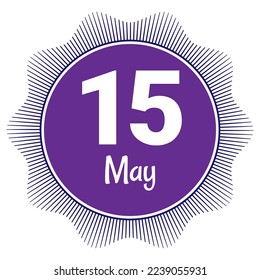 15 May, Date template. Useful design for calendar or event promotion. Vector illustration EPS 10 File. Isolated on white background. 