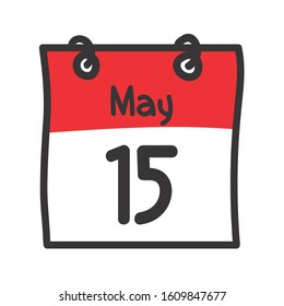 15 May. Vector flat daily calendar icon. Date and time, day, month. Holiday