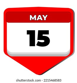 15 May vector icon calendar day. 15 date of May. Fifteenth day of May. 15th date number. 15 day calendar. Fifteen date. International of Families