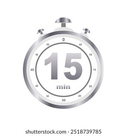 15 min timer sign, time concept, timer. Vector illustration