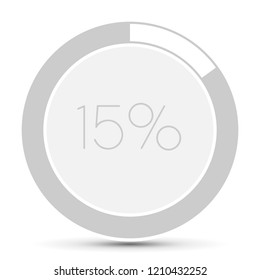 15% Minimal Flat white plane progress button  with shadow. well aligned loading graphic vector 