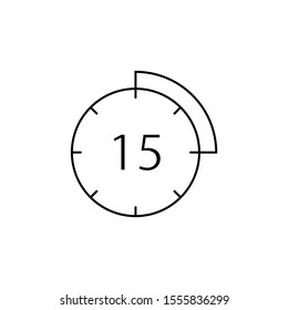 15 minute, clock, time icon. Simple line, outline vector of icons for ui and ux, website or mobile application