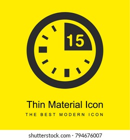 15 minute mark on clock bright yellow material minimal icon or logo design