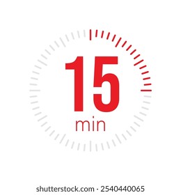 15 minutos Timer, relógio, cronômetro ícones isolados. Símbolo de timer de contagem regressiva. Hora de cozimento do rótulo. Temporizador de minutos, Medida de tempo, Cronômetro, Alarme, Temporizador de cozinha, rótulo, adesivo, selo. Ilustração vetorial