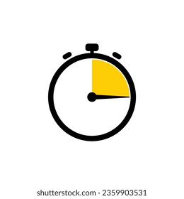 15 Minutes Analog Clock Icon white background.