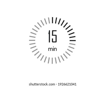 The 15 minutes, stopwatch, digital timer. clock and watch, Vector illustration.