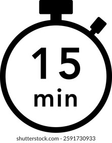 15 minutes stopwatch icon (black)