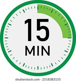 15 minutes timer green counting design vector eps 10	
