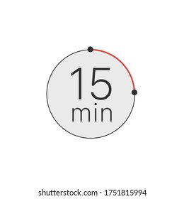 15 minutes timer, stopwatch or countdown icon. Time measure. Chronometr icon. Stock Vector illustration isolated on white background.
