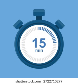 Temporizador de 15 minutos, ícone do vetor do cronômetro. Ícone de cronômetro em estilo simples. Ilustração de estoque de vetor.