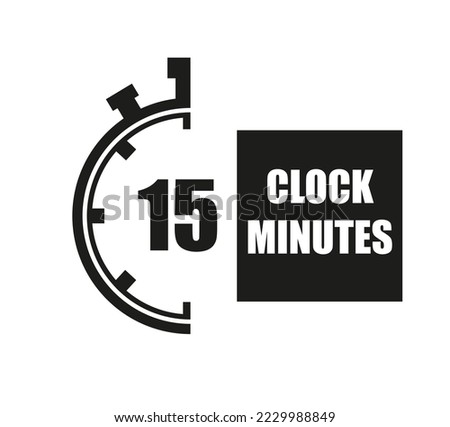 15 Minutes timers clock. Time measure digital. Chronometer vector icon black isolated on white background.