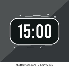 15 minutes. Vector clock counting time. Timer to set minutes