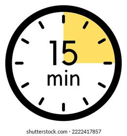 15 minutos, concepto de tiempo, ilustración del temporizador, vector.