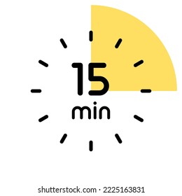 15 minutes,concept of time,timer illustration,vector.