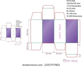 15 ml packaging box measuring 53x53x105 mm. For your syrup, cologne, perfume and value designs