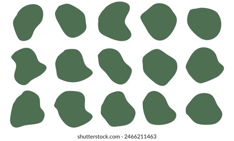 15 Modern Army Liquid Unregelmäßige Blob Formen abstrakt. Elemente Grafik flacher Stil. Fluid Design Illustration Stock
