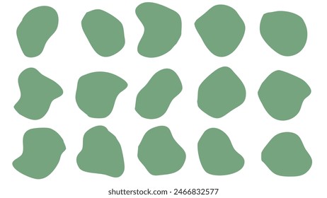 15 Modern light army liquid irregular blob shapes abstract. elements graphic flat style. fluid design illustration stock
