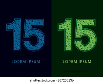 15 Number, Abstract Font, Text, Typography, concept luxury natural blue and green, pattern, graphic vector