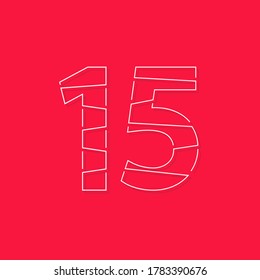 15 number font, line stroke. Modern trendy, creative style design. For logo, brand label, design elements, corporate identity, application and more. İsolated vector illustration




