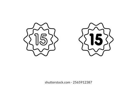 15 number icon design with white background stock illustration