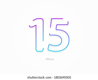 15 number, modern gradient font alphabet. Trendy, dynamic creative style design. For logo, brand label, design elements, application and more. Isolated vector illustration