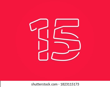15 number. Modern trendy, creative style design. For logo, brand label, design elements, corporate identity, application etc. Isolated vector illustration          