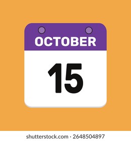 15 october calender icon text page monthly web design.