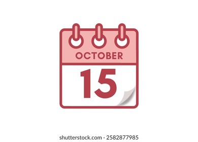 15 October month single day vector, illustration, calendar with maroon, rose and white color background calendar October 15