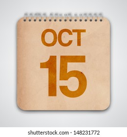 15 October on Old Notebook Vector 