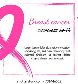 15 october Vector illustration for Breast cancer day. Watercolor awareness symbol - pink crayon ribbon. Hand drawn ribbon. EPS10. Design template for poster, banner, flayer, web, card.