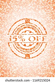 15% off abstract orange mosaic emblem