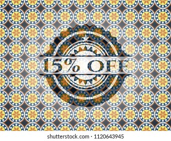 15% off arabesque badge. arabic decoration.