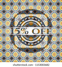 15% off arabic badge background. Arabesque decoration.