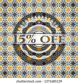 15% off arabic emblem. Arabesque decoration.