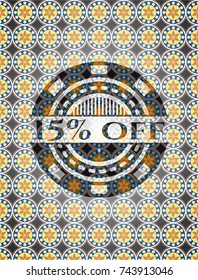 15% off arabic emblem. Arabesque decoration.