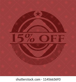 15% off badge with red background