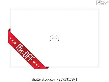 15% off banner design. 15% off icon. Flat style vector illustration.