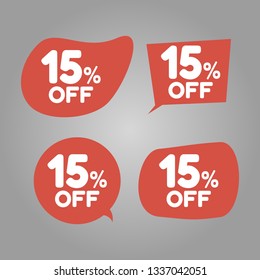 15 % off design vektor, 15 % promotion design, banner discount 15% off