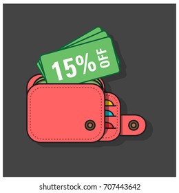 15% Off Discount Coupon Inside Wallet With Text Template