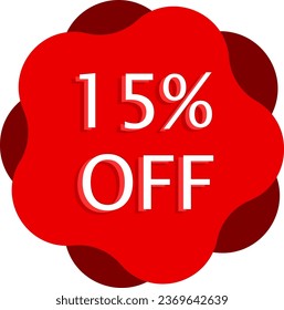 15% de descuento Vector Rojo y Anuncio de Marketing de Ilustración con fondo blanco