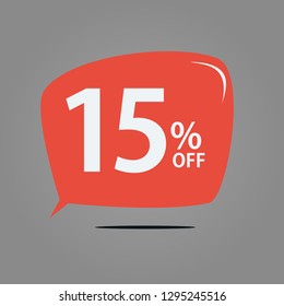 15 % off discount sale promotion, badge 15 % off sale