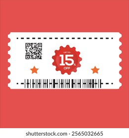 15% OFF Discount Sticker. Sale Red Tag Isolated Vector Illustration. Discount Offer Price Label, Vector Price Discount Symbol.