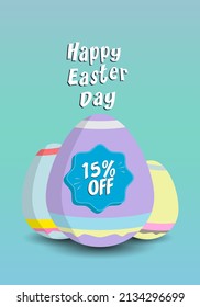 15% off easter sale. Banner with fifteen percent discount