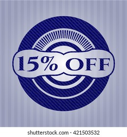 15% de emblema con textura de denim