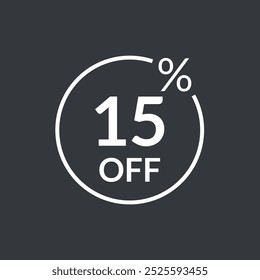 15% off. Fifteen percent off emblem icon. Discount flat modern icon. Vector illustration.