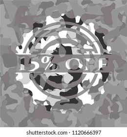 15% off on grey camo texture