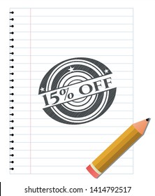 15% off with pencil strokes. Vector Illustration. Detailed.