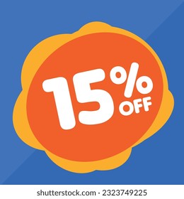 15% off per cent, percentage number in a colored circle, promotion, big sale, colorful background