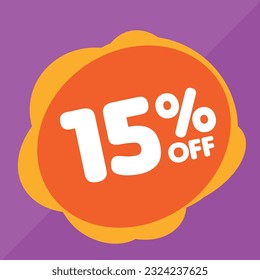 15% off per cent, percentage number in a colored circle, promotion, big sale, colorful background